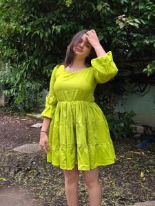 Lime Green Fit &amp; Flare Dress