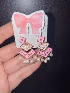 Pink Geometric Dangle Earrings