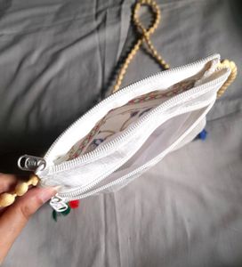 Ethnic Women White Slingbag Trendy Parrot Design👜