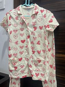 Heart Print Night suit