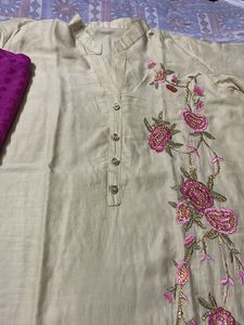 Beautiful Pink Thread Work Kurta Set