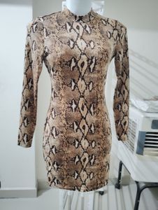 size S - Animal Print full sleeve Bodycon Dress