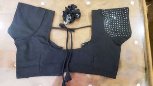 Black Embellished Saree Blouse