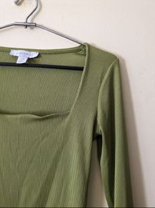 Olive Green Long Sleeve Top