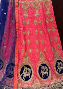 Brand New Silk  Peach Blue Lehenga Choli