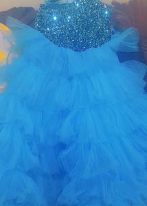 Blue Sequin & Tulle Party Dress