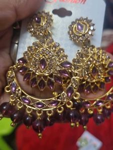 Elegant Purple &amp; Gold Dangle Earrings