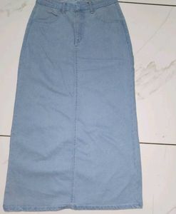 Light Wash Denim Maxi Skirt