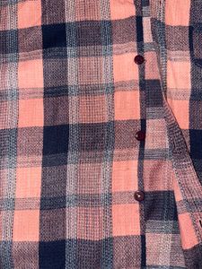 Pink &amp; Navy Plaid Flannel Shirt