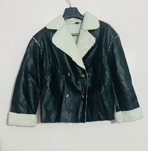 branded blck leather jacket for girls