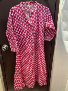 Pink And White Kurti Set