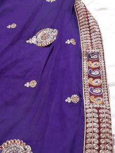 Navy Blue Designer Saree With Blouse