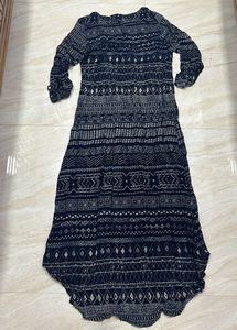 Navy Blue Printed Half Sleeve Kurti