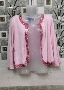 Pink Sequin Embellished Shrug