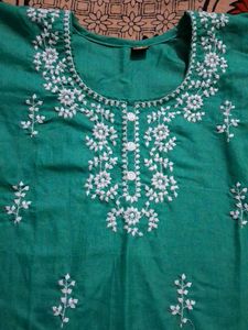 Embroidered Green Kurti
