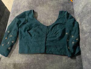 Royal Teal Blue Green Color Saree With Blouse