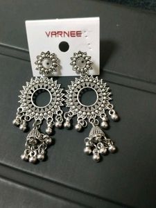 Silver Tone Jhumka Earrings