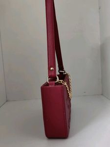 Classy Maroon Shoulder Bag With Gold Chain