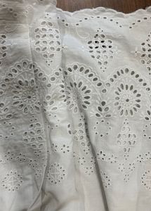 White Eyelet Skirt And Top Combo