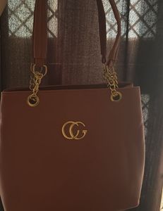 Pink Tote Bag with Gold Hardware