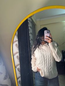 Cream Cable Knit Pullover Sweater