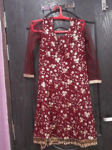 Maroon Sharara Suit