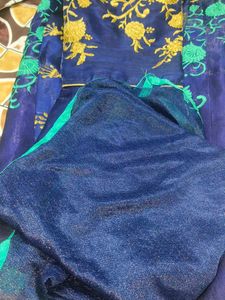 Elegant Blue Embroidered Dress