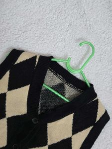 Argyle Knit Vest - Stylish Layering Piece fits S/M