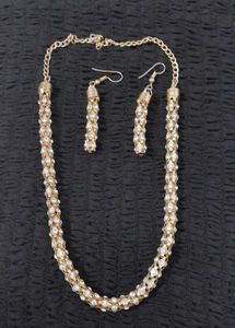 Elegant Necklace and Earring Set with White Stones