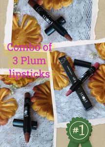 COMBO OF 3 PLUM Twist&Go Matte LipstickLightweight