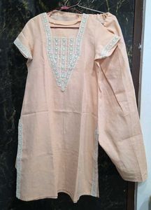 Peach Lace Kurta Set