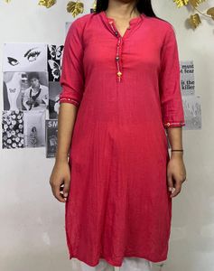 Red Kurta With Pocket