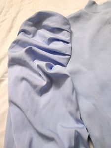 Untouched  Cotton Ribbed Puff Sleeves Lavender Top