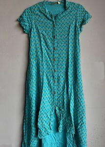 Blue Foil-Printed Kurta
