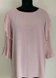 Dusty Pink Ruffle Sleeve Blouse
