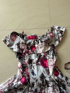 Floral Offshoulder Silk Gown