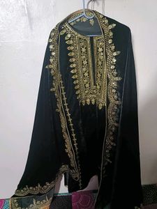 Elegant Black Velvet Embroidered Kurta