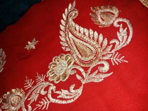 Red Embroidered Saree
