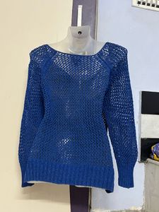 Forever21 Branded Navy Blue Chochet Top
