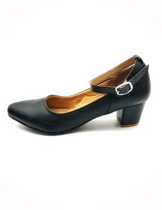 EXPORT QUALITY Black Leather Mary Jane Heel