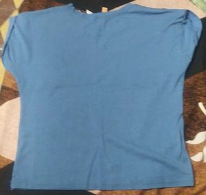 Blue Striped &#34;Just Breathe&#34; Tee