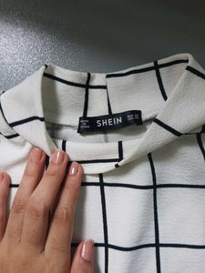 Grid Print Long Sleeve Top And Skirt