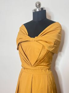 Padded Vintage Mustard Dress