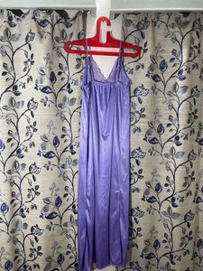 Purple Satin Nighty With Gown