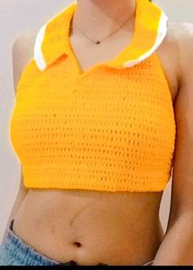 Tangerine Shaded Crochet Top