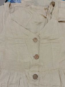 Beige Cotton Summer Dress