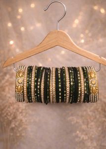 Green &amp; Golden Bangle Set