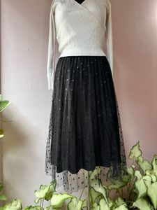 Black polka dot tulle skirt
