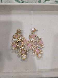 Light Pink Pearl Long Earrings