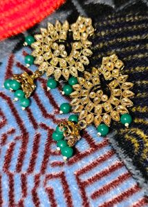 Green Jhumka Earrings